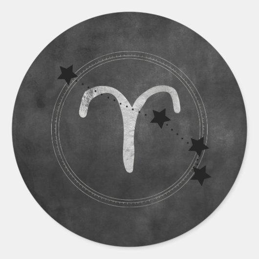 Aries Ram zodiac constellation sterren Black Silve Ronde Sticker (Voorkant)