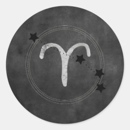 Aries Ram zodiac constellation sterren Black Silve Ronde Sticker
