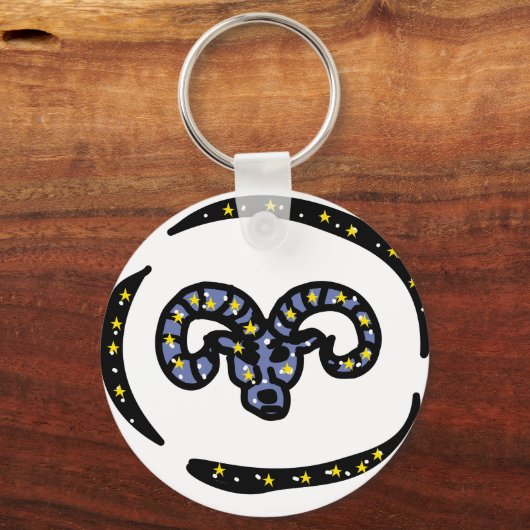 Aries Ram Zodiac Keychain – Minimal Cosmic Ram (Voorkant)