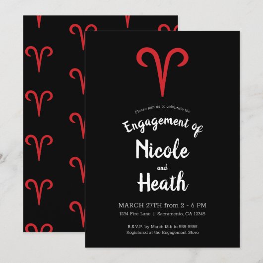 Aries Ram Zodiac March April Astrology Verloving Kaart (Voorkant / Achterkant)