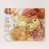Aries Ram zodiac red goudplaneten bloemen Legpuzzel (Horizontaal)