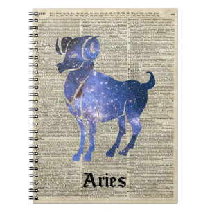 ARIES Ram Zodiac Sign Over Dictionary Page Notitieboek