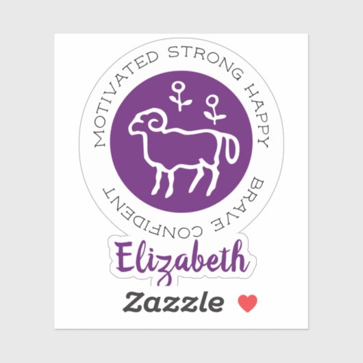 Aries Ram Zodiac Star Traits Paarse Sticker (Vel)