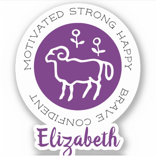 Aries Ram Zodiac Star Traits Paarse Sticker (Voorkant)