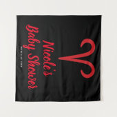 ARIES Rood Zwarte Astrologie Sterrenbeeld Feest Ac Wandkleed (Voorkant (horizontaal))