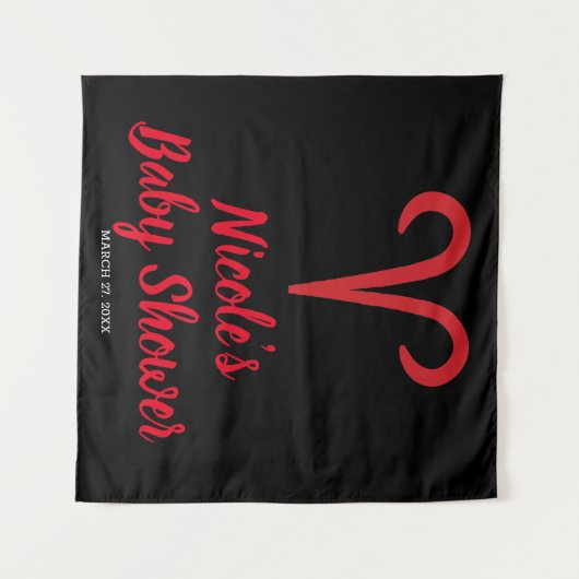 ARIES Rood Zwarte Astrologie Sterrenbeeld Feest Ac Wandkleed (Voorkant (horizontaal))