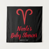 ARIES Rood Zwarte Astrologie Sterrenbeeld Feest Ac Wandkleed (Voorkant)