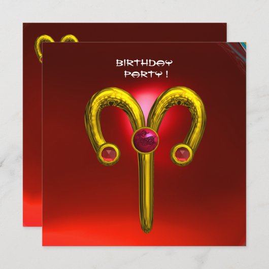 ARIES RUBY, heldergeel rood Aankondiging (Voorkant / Achterkant)