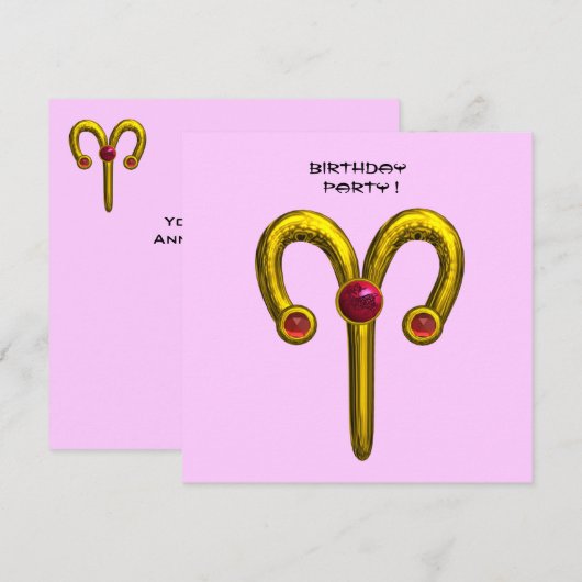 ARIES RUBY, heldergeel roze violet rood Aankondiging (Voorkant / Achterkant)