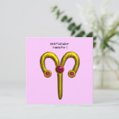 ARIES RUBY, heldergeel roze violet rood Aankondiging (Staand voorkant)