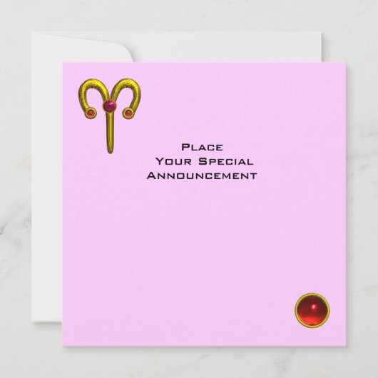 ARIES RUBY, heldergeel roze violet rood Aankondiging (Achterkant)