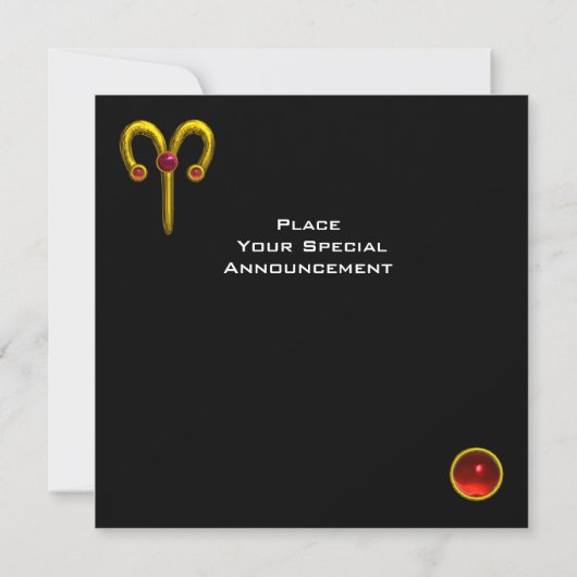 ARIES RUBY, heldergeel zwart rood Aankondiging (Achterkant)