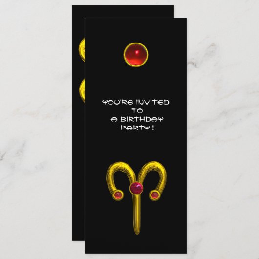 ARIES RUBY, heldergeel zwart rood Kaart (Voorkant / Achterkant)