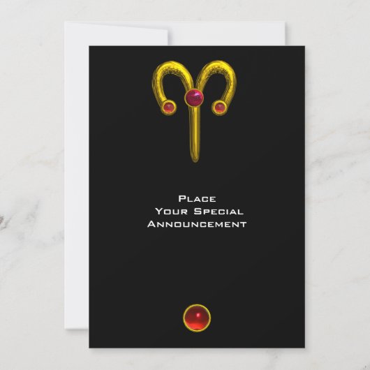 ARIES RUBY, heldergeel zwart rood Kaart (Achterkant)