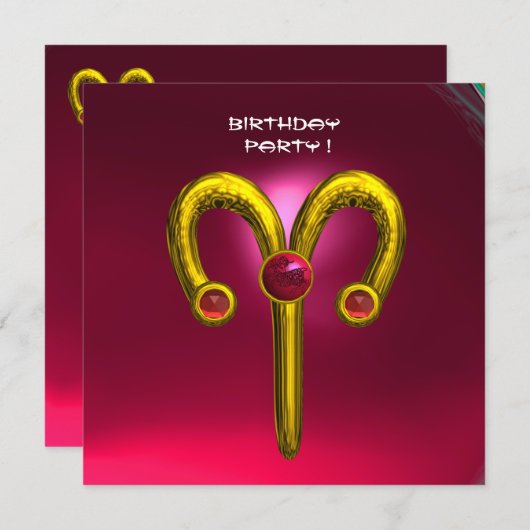 ARIES RUBY, lichtgeel rood roze Aankondiging (Voorkant / Achterkant)