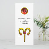 ARIES RUBY MONOGRAM, heldergeel wit rood Kaart (Staand voorkant)