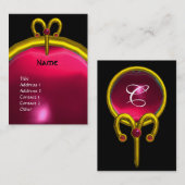 ARIES RUBY MONOGRAM heldergeel zwart rood roze Visitekaartje (Voorkant / Achterkant)