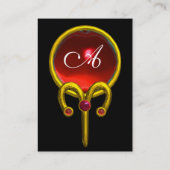 ARIES RUBY MONOGRAM heldergeel zwart rood Visitekaartje (Achterkant)