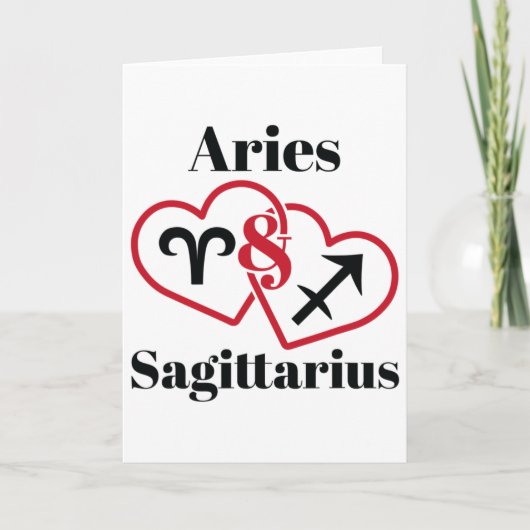 Aries Sagittarius Zodiac Couples Astrology Heart V Kaart (Voorkant)