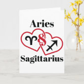 Aries Sagittarius Zodiac Couples Astrology Heart V Kaart (Gele Bloem)