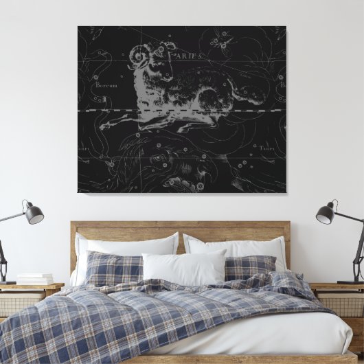 Aries Sign Constellation Hevelius 1690 Canvas Afdruk (Insitu (Slaapkamer))
