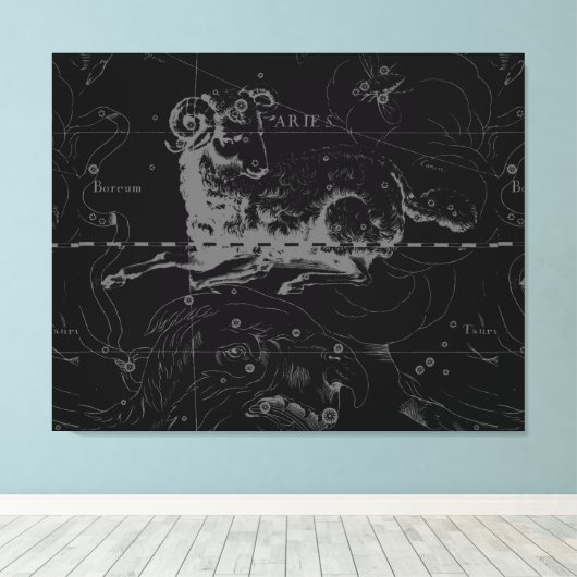 Aries Sign Constellation Hevelius 1690 Canvas Afdruk (Insitu (Houten vloer))