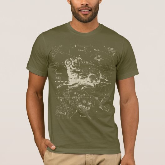 Aries Sign Constellation Hevelius 1690 T-shirt (Voorkant)