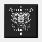 Aries Skull Wicca Occult Crescent Moon Witchcraft Magneet (Voorkant)