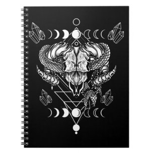 Aries Skull Wicca Occult Crescent Moon Witchcraft Notitieboek
