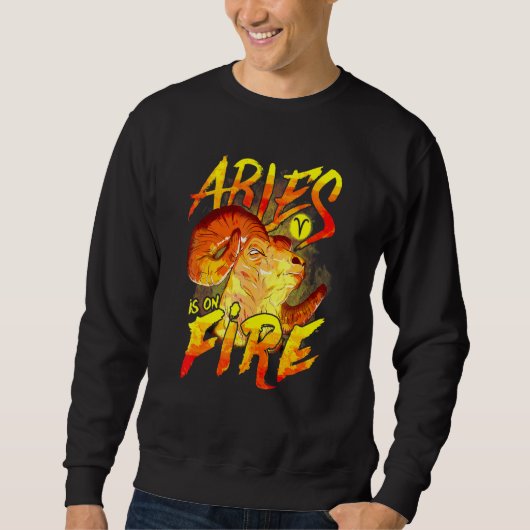 Aries staat op Fire Astrology Zodiab Sign Trui (Voorkant)