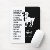 Aries Sterrenbeeld Muismat, Zwart & Wit Muismat (Met muis)