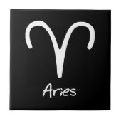 Aries Sterrenbeeld op Zwarte Achtergrond Tegeltje (Voorkant)