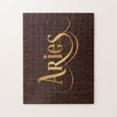 Aries Swirly Script Gold op leder Legpuzzel (Verticaal)