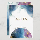Aries Table Sign Celestial Waterverf Theme Kaart (Voorkant / Achterkant)