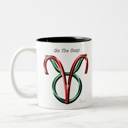 Aries Taurus op het cardiologisch logo van de usp Tweekleurige Koffiemok (Links)