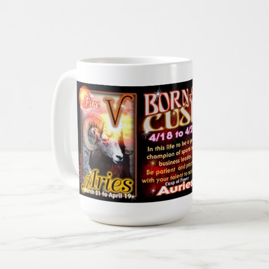 Aries Taurus zodiac Cusp 15 oz Grote Mok (Voorkant links)
