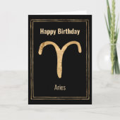 Aries the Ram Happy Birthday Gold zodialogy Kaart (Voorkant)