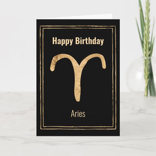 Aries the Ram Happy Birthday Gold zodialogy Kaart (Voorkant)