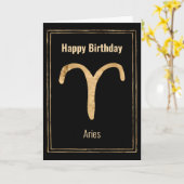 Aries the Ram Happy Birthday Gold zodialogy Kaart (Gele Bloem)