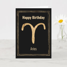 Aries the Ram Happy Birthday Gold zodialogy Kaart