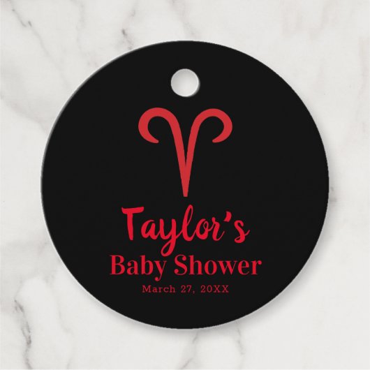 ARIES The Ram Red Astrology Zodiac Baby shower Bedankjes Labels (Voorkant)