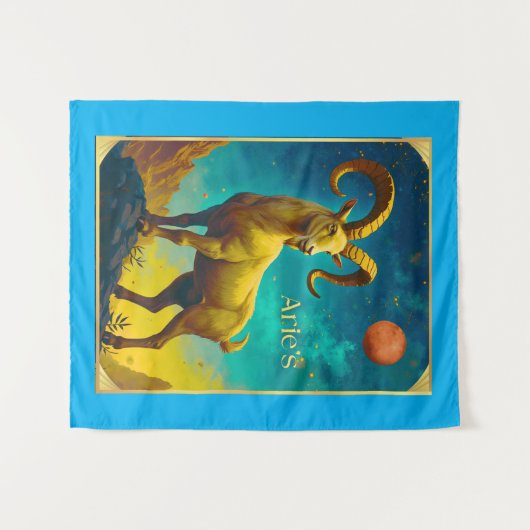 Aries the Ram Zodiac Sign Wandkleed (Voorkant (horizontaal))