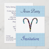 Aries Theenmaal Birthday Party Invitation - Zodiac Kaart (Voorkant / Achterkant)
