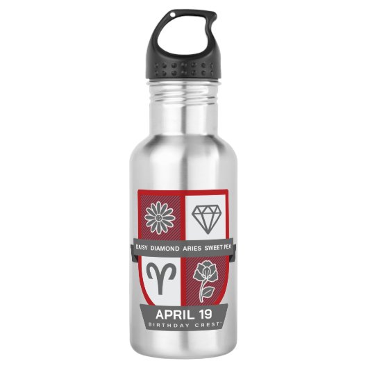 Aries Verjaardagswapen™ voor 1-19 april Waterfles (Voorkant)