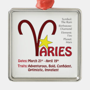 Aries vervormd vierkant metalen ornament