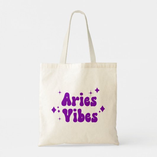 Aries Vibes Zodiaal Astrology Paars Stars Canvas t Tote Bag (Achterkant)