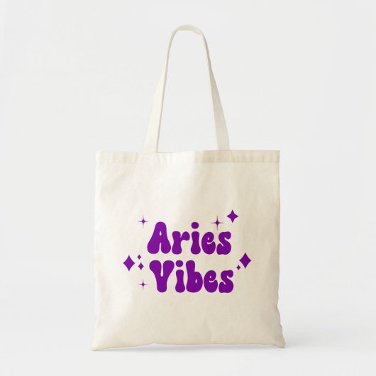 Aries Vibes Zodiaal Astrology Paars Stars Canvas t Tote Bag (Voorkant)