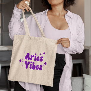Aries Vibes Zodiaal Astrology Paars Stars Canvas t Tote Bag