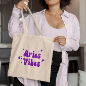 Aries Vibes Zodiaal Astrology Paars Stars Canvas t Tote Bag