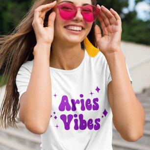 Aries Vibes Zodiac Astrology Paars Stars T-Shirt